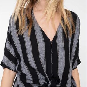 Rails Black and Gray Striped Blouse Size Medium
